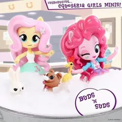 Size: 320x320 | Tagged: safe, derpibooru import, angel bunny, fluttershy, pinkie pie, winona, chicken, equestria girls, bath, bathtub, clothes, doll, equestria girls minis, irl, photo, skirt, tanktop, toy