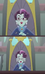 Size: 654x1058 | Tagged: safe, derpibooru import, principal abacus cinch, equestria girls, friendship games, blooper, cinchabetes, cute, friendship games bloopers, smiling, solo, when she smiles