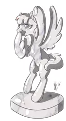 Size: 1500x2758 | Tagged: safe, artist:dombrus, derpibooru import, oc, unofficial characters only, pegasus, pony, inanimate tf, petrification, solo, statue, story included, transformation