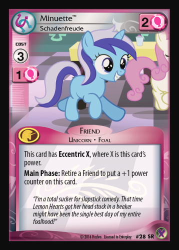 Size: 358x500 | Tagged: safe, derpibooru import, minuette, twinkleshine, ccg, enterplay, filly, marks in time, merchandise, quote