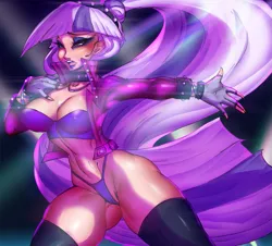 Size: 1661x1500 | Tagged: alternate version, artist:darkestmbongo, breasts, busty coloratura, choker, cleavage, clothes, coloratura, corset, countess coloratura, derpibooru import, erect nipples, female, fingerless gloves, gloves, human, humanized, jacket, jewelry, leather jacket, lipstick, mascara, microphone, necklace, nipple outline, nipples, panties, panties around legs, singing, socks, solo, solo female, stockings, stupid sexy coloratura, suggestive, thigh highs, thighs, thong, underwear