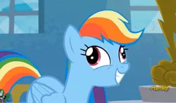 Size: 2345x1375 | Tagged: derp, derpibooru import, discovery family logo, forthright filly, newbie dash, rainbow dash, safe, screencap