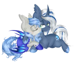 Size: 1024x851 | Tagged: safe, artist:silent-shadow-wolf, derpibooru import, oc, oc:coastal frost, oc:midnight radiance, unofficial characters only, bat pony, pony, female, kissing, male, prone, shipping, simple background, straight, transparent background