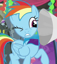 Size: 757x843 | Tagged: safe, derpibooru import, screencap, rainbow dash, newbie dash, animated, loop, megaphone, this will end in deafness, this will end in pain, yelling