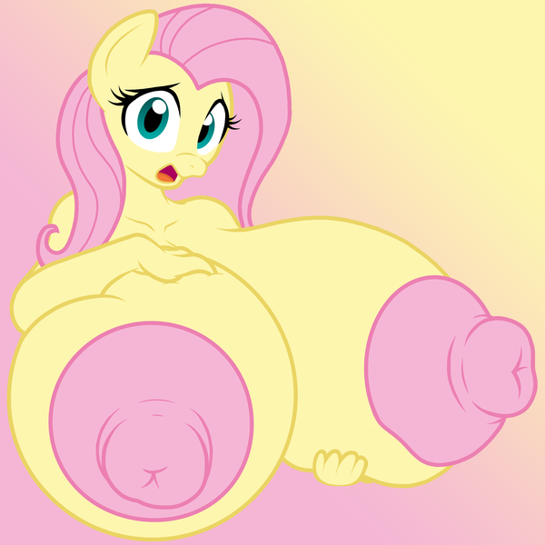 Size: 3000x3000 | Tagged: anthro, areola, artist:badgerben, artist:skullman777, big areola, big breasts, big nipples, breasts, busty fluttershy, color, derpibooru import, edit, female, fluttershy, huge breasts, impossibly large breasts, looking at you, nipples, nudity, questionable, solo, solo female, unguligrade anthro, wip