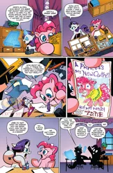 Size: 900x1384 | Tagged: safe, artist:andypriceart, derpibooru import, idw, pinkie pie, rarity, earth pony, pony, unicorn, spoiler:comic, spoiler:comic42, comic, duo, female, magic, mare, marker, nekkid, official comic, preview, speech bubble, telekinesis, we don't normally wear clothes