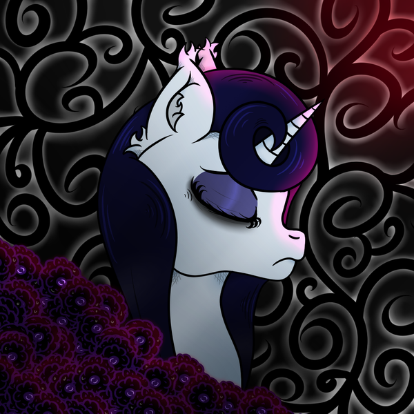 Size: 1000x1000 | Tagged: safe, artist:lazerblues, derpibooru import, moonlight raven, pony, unicorn, bust, female, mare, portrait, solo