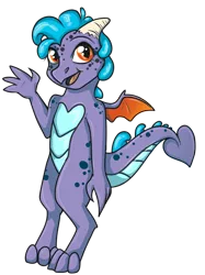 Size: 500x669 | Tagged: artist:scynthias, derpibooru import, dragon, female, oc, oc:princess pepper, offspring, parent:princess ember, parents:emberspike, parent:spike, safe, simple background, solo, transparent background, unofficial characters only, waving