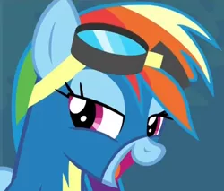 Size: 856x731 | Tagged: safe, derpibooru import, screencap, rainbow dash, pegasus, pony, newbie dash, bust, cropped, female, mare, open mouth, portrait, reaction image, solo, wonderbolts, wonderbolts uniform