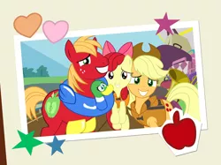 Size: 3600x2695 | Tagged: safe, artist:kenuma, derpibooru import, apple bloom, applejack, big macintosh, earth pony, pony, pinkie apple pie, lifejacket, male, picture, smiling, stallion, vector