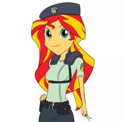 Size: 1000x1000 | Tagged: safe, artist:a_simplepony, derpibooru import, sunset shimmer, equestria girls, clothes, cosplay, costume, jill valentine, resident evil, solo