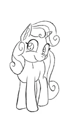 Size: 600x1067 | Tagged: artist:pentrig, derpibooru import, monochrome, safe, sketch, solo, sweetie belle