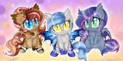 Size: 1600x791 | Tagged: safe, artist:silent-shadow-wolf, derpibooru import, oc, oc:midnight radiance, oc:nashira, oc:passion aroma, unofficial characters only, bat pony, pony