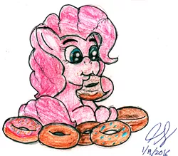 Size: 1641x1437 | Tagged: artist:heromewtwo, cute, derpibooru import, diabetes, donut, food, pinkie pie, safe, solo