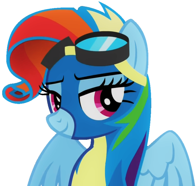 Size: 806x764 | Tagged: safe, artist:cre8ivewing, derpibooru import, edit, edited screencap, screencap, rainbow dash, pegasus, pony, newbie dash, background removed, bust, female, mare, rainbow fash, simple background, solo, transparent background, wonderbolts uniform