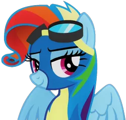 Size: 806x764 | Tagged: safe, artist:cre8ivewing, derpibooru import, edit, edited screencap, screencap, rainbow dash, pegasus, pony, newbie dash, background removed, bust, female, mare, rainbow fash, simple background, solo, transparent background, wonderbolts uniform