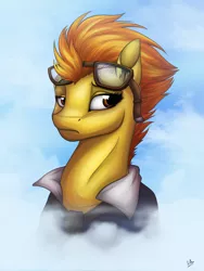 Size: 3000x4000 | Tagged: absurd resolution, artist:lupiarts, bust, derpibooru import, goggles, necktie, portrait, safe, solo, spitfire, unimpressed