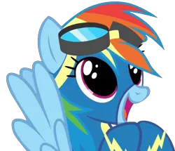 Size: 875x752 | Tagged: dead source, safe, artist:cre8ivewing, derpibooru import, rainbow dash, pegasus, pony, newbie dash, cute, dashabetes, female, goggles, happy, mare, open mouth, solo, spread wings, wide eyes, wings, wonderbolts uniform