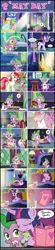 Size: 1433x6533 | Tagged: safe, artist:dsana, derpibooru import, roseluck, spike, starlight glimmer, twilight sparkle, twilight sparkle (alicorn), alicorn, pony, absurd resolution, apron, breakfast, clothes, comic, cute, feels, female, food, mama twilight, mare, morning, mother's day, pancakes, yawn