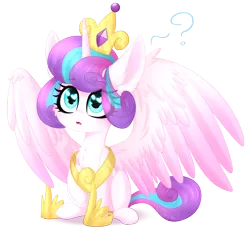 Size: 4665x4265 | Tagged: safe, artist:starlet8228, derpibooru import, princess flurry heart, absurd resolution, accessory swap, chest fluff, heart eyes, simple background, sitting, solo, spread wings, transparent background, wingding eyes
