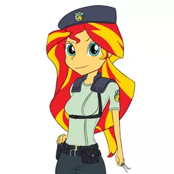 Size: 1000x1000 | Tagged: safe, artist:a_simplepony, derpibooru import, sunset shimmer, equestria girls, clothes, cosplay, costume, jill valentine, resident evil, solo