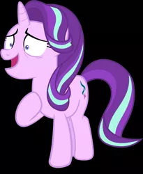 Size: 838x1024 | Tagged: black background, crazy eyes, derpibooru import, edit, edited screencap, faic, inverted mouth, nervous, no second prances, raised hoof, safe, screencap, shrunken pupils, simple background, smiling, starlight glimmer, vector, wide eyes