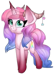 Size: 2971x3955 | Tagged: safe, artist:partylikeanartist, derpibooru import, oc, oc:rainbow star, unofficial characters only, hybrid, cute, gradient hooves, gradient mane, looking at you, simple background, smiling, solo, transparent background, wingding eyes