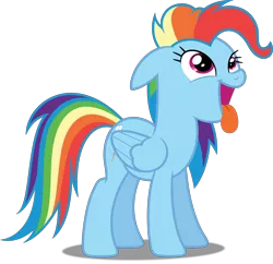 Size: 5000x4847 | Tagged: safe, artist:dashiesparkle, artist:yanoda, derpibooru import, rainbow dash, newbie dash, .svg available, absurd resolution, behaving like a dog, behaving like pinkie pie, dynamic dash, open mouth, panting, simple background, solo, tongue out, transparent background, vector