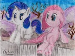 Size: 3235x2412 | Tagged: artist:deihiru, derpibooru import, filly, pinkie pie, rarity, safe, traditional art