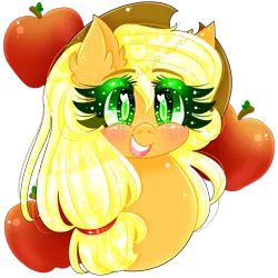 Size: 2000x2000 | Tagged: safe, artist:audra-hime, derpibooru import, applejack, blushing, bust, heart eyes, portrait, solo, wingding eyes