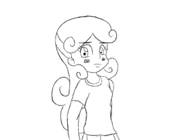 Size: 1011x817 | Tagged: artist:pentrig, derpibooru import, human, humanized, monochrome, safe, sketch, solo, sweetie belle