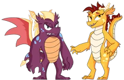 Size: 1111x715 | Tagged: safe, artist:dbkit, derpibooru import, oc, oc:spiral, oc:toasty, unofficial characters only, dragon, offspring, parent:garble, parent:princess ember, parents:emble, teenaged dragon