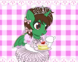 Size: 2500x2000 | Tagged: safe, artist:avchonline, derpibooru import, oc, oc:frost d. tart, unofficial characters only, alicorn, pony, alicorn oc, ballerina, bipedal, cake, canterlot royal ballet academy, clothes, crossdressing, cute, dress, evening gloves, food, frilly dress, gloves, hair bow, ribbon, sissy, solo, tiara, tutu