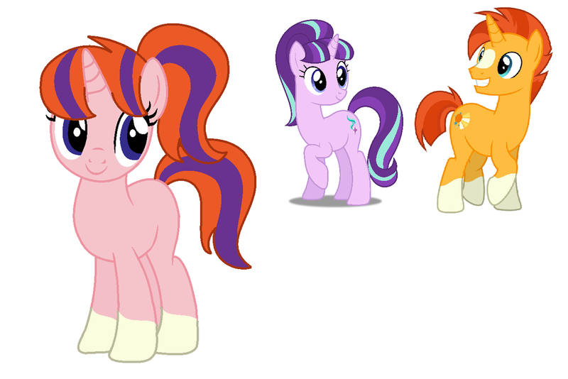 Size: 1024x683 | Tagged: safe, artist:estefania200, derpibooru import, starlight glimmer, sunburst, oc, unnamed oc, offspring, parent:starlight glimmer, parent:sunburst, parents:starburst, shipping, simple background, starburst, vector, white background