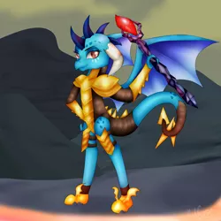 Size: 5000x5000 | Tagged: safe, artist:midfire, derpibooru import, princess ember, dragon, gauntlet of fire, absurd resolution, bloodstone scepter, dragon armor, dragon lord ember, solo