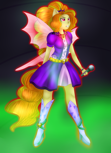 Size: 2395x3289 | Tagged: safe, artist:midfire, derpibooru import, adagio dazzle, equestria girls, rainbow rocks, microphone, solo