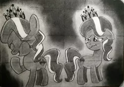 Size: 2672x1871 | Tagged: artist:everfreeartist, crusaders of the lost mark, crying, derpibooru import, diamond tiara, monochrome, safe, solo, the pony i want to be, traditional art