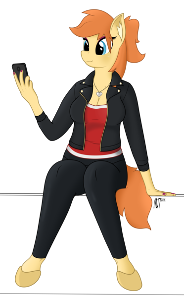 Size: 2481x4000 | Tagged: absurd resolution, anthro, anthro oc, artist:mrlolcats17, breasts, cleavage, clothes, derpibooru import, female, freckles, jacket, leggings, nail polish, necklace, oc, oc:home sweet, phone, safe, simple background, solo, transparent background, unguligrade anthro, unofficial characters only, vector