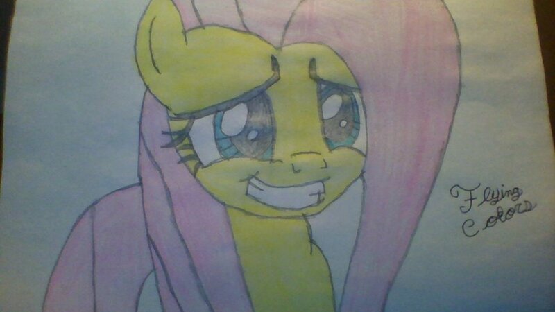 Size: 1024x576 | Tagged: artist:dcdavid28, derpibooru import, fluttershy, safe, solo, traditional art