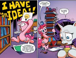 Size: 1229x943 | Tagged: safe, artist:andypriceart, derpibooru import, idw, pinkie pie, rarity, earth pony, pony, unicorn, spoiler:comic, spoiler:comic42, antacids, comic, duo, female, mare, official comic, speech bubble