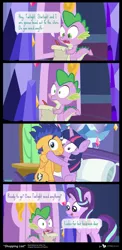 Size: 840x1720 | Tagged: safe, artist:dm29, derpibooru import, flash sentry, spike, starlight glimmer, twilight sparkle, twilight sparkle (alicorn), alicorn, pony, caught, comic, female, flashlight, kiss mark, kissing, list, making out, male, mare, shipping, straight