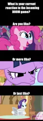 Size: 854x2382 | Tagged: derpibooru import, doom, doom 2016, doom 4, hyped, newspaper, obligatory pony, opinion, pinkie pie, rarity, safe, suspicious, twilight sparkle