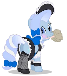 Size: 437x497 | Tagged: suggestive, artist:discordedtwilight89, derpibooru import, oc, oc:flakey hailstone, unofficial characters only, pegasus, pony, blushing, clothes, maid, solo