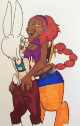 Size: 1743x2745 | Tagged: artist:/d/non, derpibooru import, implied bestiality, implied lesbian, oc, oc:cottonball, offspring, parent:manticore, parent:rabbit, satyr, suggestive, unofficial characters only