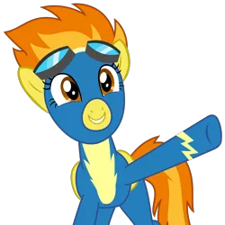 Size: 2925x2928 | Tagged: artist:sketchmcreations, derpibooru import, inkscape, newbie dash, raised hoof, safe, simple background, smiling, solo, spitfire, transparent background, vector, wonderbolts uniform