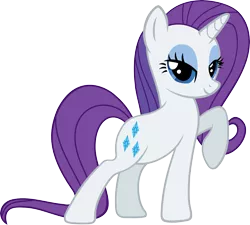 Size: 6000x5400 | Tagged: absurd resolution, alternate hairstyle, artist:slb94, bedroom eyes, derpibooru import, fluttershy, looking at you, mane swap, raised hoof, rarity, rarity pose, safe, simple background, smiling, solo, transparent background, vector