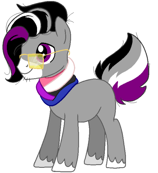 Size: 576x630 | Tagged: safe, artist:acluigiyoshi, artist:vampiresuper-sayajin, derpibooru import, oc, oc:metten monotone, ponified, unofficial characters only, pony, asexual, asexual pride flag, genderfluid, genderfluid pride flag, glasses, hipster, ponysona, pride, pride ponies, simple background, solo, transparent background