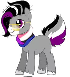 Size: 576x630 | Tagged: safe, artist:acluigiyoshi, artist:vampiresuper-sayajin, derpibooru import, oc, oc:metten monotone, ponified, unofficial characters only, pony, asexual, asexual pride flag, genderfluid, genderfluid pride flag, glasses, hipster, ponysona, pride, pride ponies, simple background, solo, transparent background