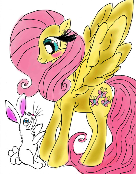 Size: 1665x2141 | Tagged: safe, artist:nadisienka, derpibooru import, angel bunny, fluttershy