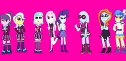 Size: 1000x488 | Tagged: safe, artist:pinkiethepowerpuff, derpibooru import, coco pommel, fleur-de-lis, photo finish, rarity, sapphire shores, sassy saddles, suri polomare, upper crust, equestria girls, clothes, crystal prep academy uniform, equestria girls-ified, school uniform